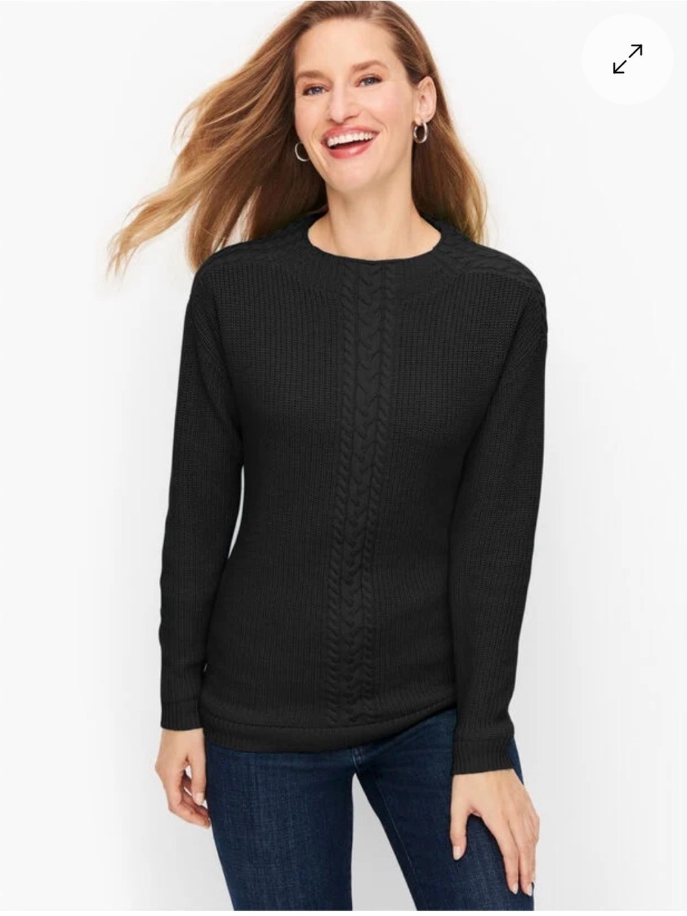 Talbots Petite Black Cable Knit Sweater Size Small Petite Cozy Warm
